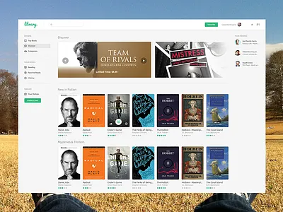 Library eBooks UI app books ebooks flat library minimal ui ux