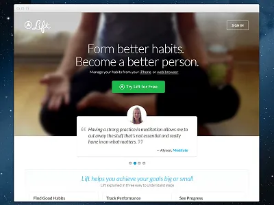 Lift Website Design freshthrills landing startup website