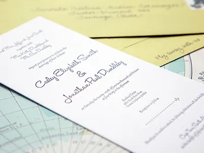 Fly Away With Us Invitation international invitation letterpress print travel typography wedding