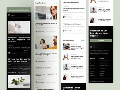 Megizine - Article Landing Page app article design landing page magazine mobile mockup phone responsive ui uiux ux website