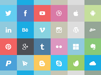24 Free Flat Social Icons flat design flat icons free freebie metro style social icons