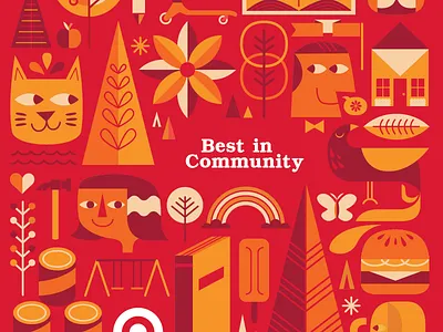 Target Red - Best in Community Insert character editorial illustration target vector