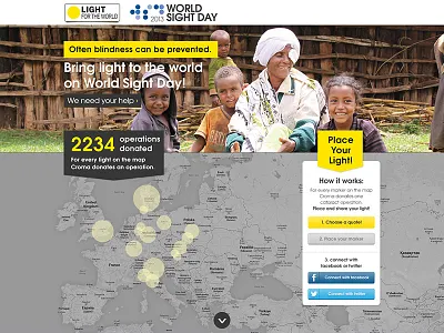 Worldsightday Dribble 16 colomn grid. responsive ui web design websafe font yellow