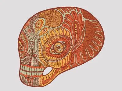 Layered Skull alien datamouth grin illustration pattern skeleton skull smile tribal