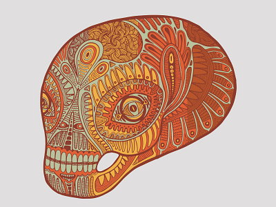 Layered Skull alien datamouth grin illustration pattern skeleton skull smile tribal