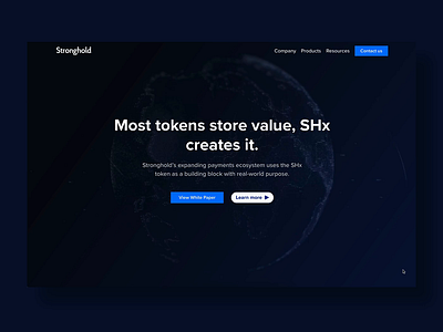 Stronghold® SHx Landing Page blockchain crypto design landing page responsive design ui webflow