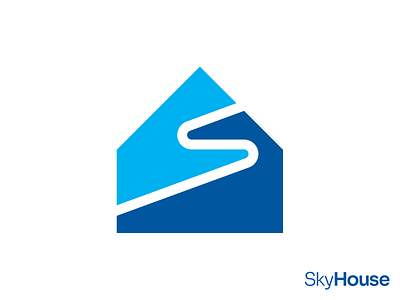 SkyHouse logo design concept, Sky+S Letter+House (unused) alex escu blue logo brand identity branding escuarts house logo letter s logo logo logotype mark minimalism s and house sky and house sky house logo skyhouse skyhouse logo symbol