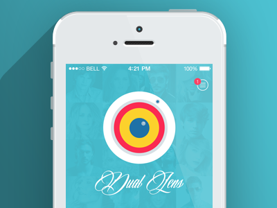 Dual Lens iOS 7 bell button button camera app design dual facebook icon ios7 lens pakistan ui ux