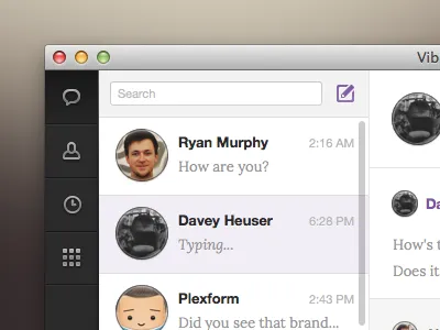 Viber for Mac app desktop freebie mac osx sketch ui user interface viber
