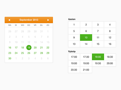 Reservation calendar eet.nu form guests reservation sketch time