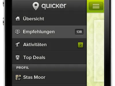Concept mobile navigation client icons navigation pin profile rejected search shoe simple slider work