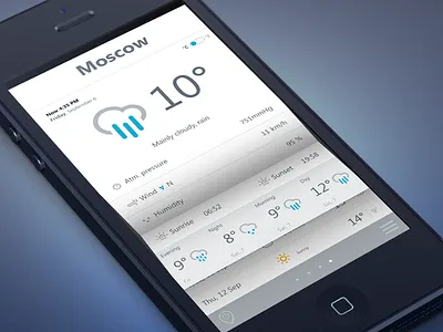 Weather app app clean ios iphone5 slide ui weather