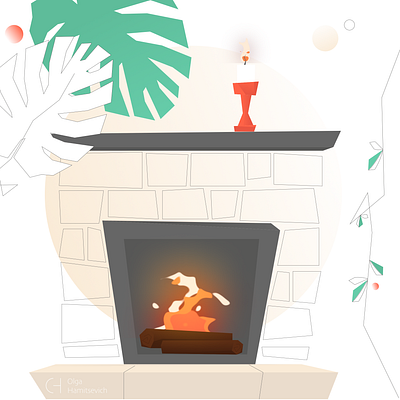 2D fireplace animation 2d animation candle corporate style fire fireplace illustration motion design motion graphics sound effects vector vector art