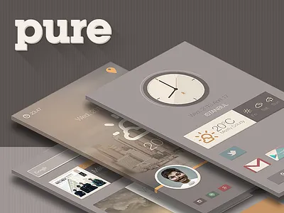 Pure Buzz Launcher Theme android app buzz launcher clock design flat launcher ui ux weather widget