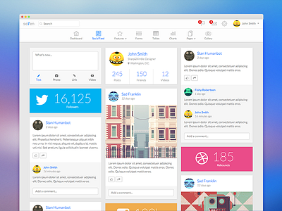 Se7en Social Stream admin bootstrap css feed html responsive se7en stream template theme web