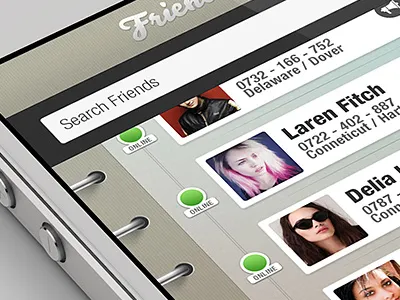 Friends app application clean contact flat design friend friends iphone retina display simple social ui design