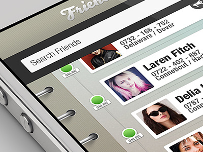 Friends app application clean contact flat design friend friends iphone retina display simple social ui design