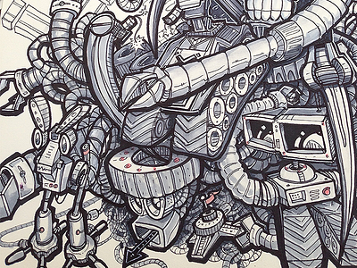 Drawing Robots analog copic drawing illustration markers robots sketch