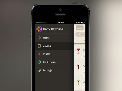 Shindig Slideout Menu flat icons ios7 menu minimal sidemenu slide