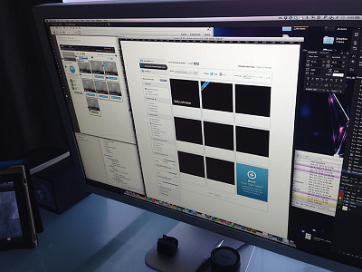 Mid-design work process card desk layout monitor omnigraffle setup wireframe