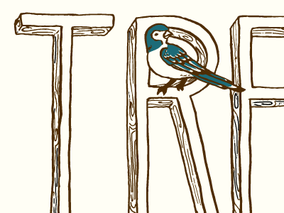 Treelines Type bird graphic illustration tree type wood