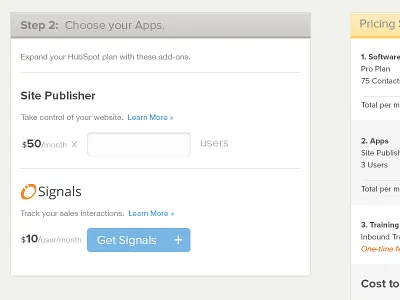 Working on a new Pricing Page app grid hubspot pricing pricing page proxima nova signals ui web design