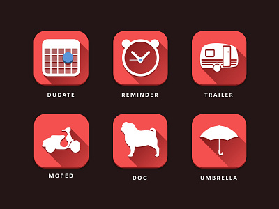long shadow red icons long shadow
