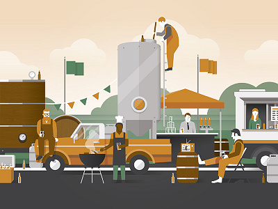 Craft Brew Tailgate beer flat geometric illustration poster tailgate