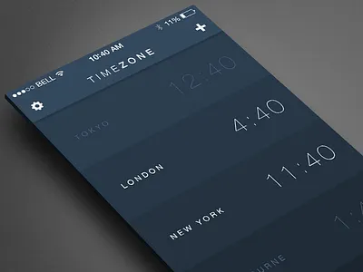 Timezone App for iOS7 clean flat helvetica ios7 minimal photoshop simple timezone ui ux