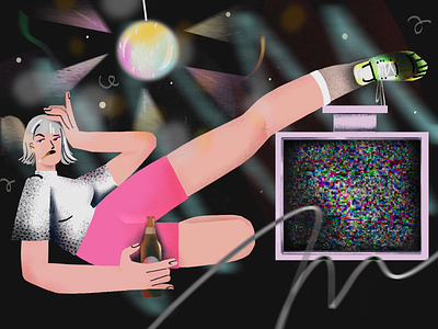 monday character digital art disco illustration inspiration magazine illustration moday texture woman work balance