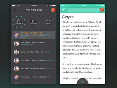 Wikipedia App app design flat design gamification ios7 wiki wikipedia