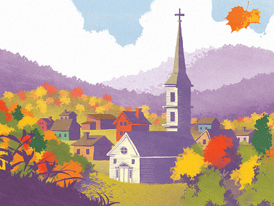 Our Town Poster illustration new england our town poster valley village