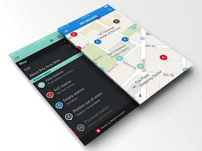 Bay Area Bike App app layout bay bay area bike bike app blue clean flat green interface layout san francisco