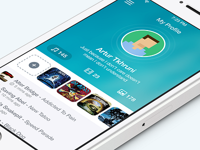 Media Profile app interface ios ios7 iphone mobile music profile social ui
