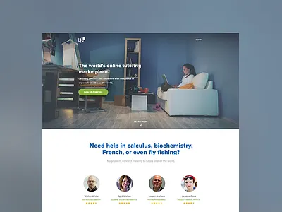 TU Landing Page (New) call to action education featured users landing learn more marketplace photo profiles sign up tutor universe