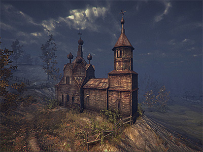 Church - Unity3d 3d clouds fog game gamedesign landscape modeling rain rendering squarefive storm texture