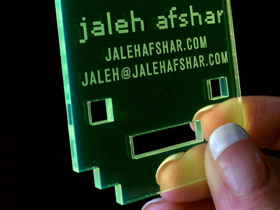 Pixel Bunny Business Card acrylic art business card cut etching green laser pixel plastic rabbit transparent