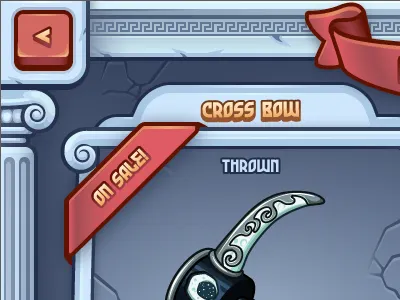 Smite Club Weapon Shop Preview casual columns game greek gui ios mobile rock shop social ui