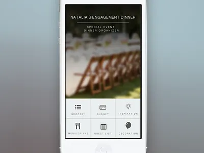 Dinner Planner/Organizer Mobile App app blur design flat grid icons ios mobile navigation organizer psd simple