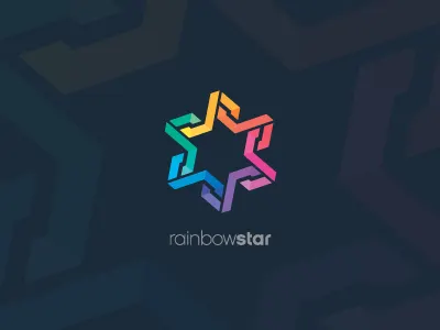 Rainbow Star blue colors green icon logo orange r rainbow red star violet yellow