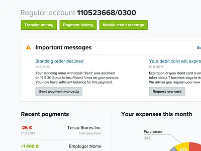 Online Banking - overview bank banking button chart clean design finance internet online simple web website