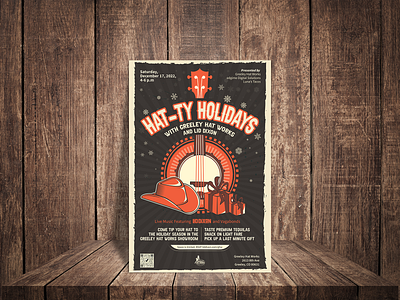 Poster Design for Hat Works 2d 2d art 2d poster brand branding cowboy design digital digital art event graphic design hat hats holidays identity branding illustration modern poster poster design retro