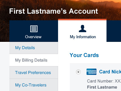 My Billing Details account billing desktop flat forms full site profile settings travel user