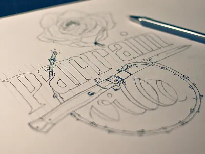 Parrain de la Ville black dune dunedzn handmade illustration ink knife letter rose sketch typo typography