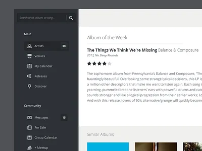 Music Interface application flat flat ui lightweight minimal music ui widget