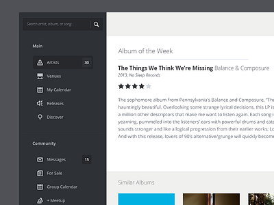 Music Interface application flat flat ui lightweight minimal music ui widget