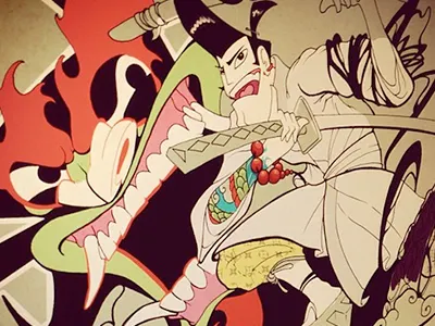 AKuuuuUUuuuu animation art color fanart illustration ink jack pen photoshop samurai wip