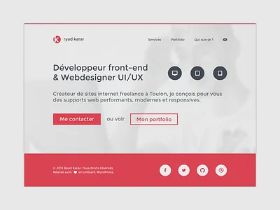 My new responsive website! flat homepage minimalist personnal portfolio red responsive web webdesign website