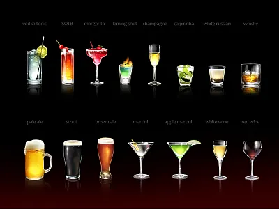 iDrinks icons :) beer champagne cocktails drinks drunk game glass icon martini shot vodka wine