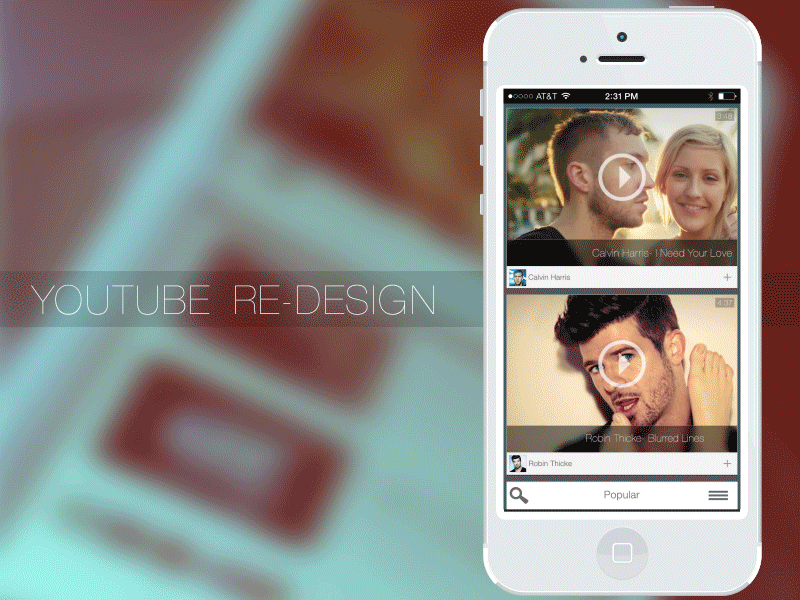 Youtube Redesign Anm animated app apple flat ios7 mobile redesign ui ux youtube
